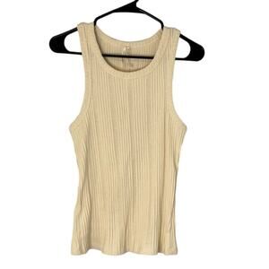 Anthropologie Cream Ribbed Sweater Tank size Medium